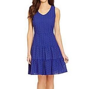 ANTONIO MELANI Tiered Eyelet Sleeveless Dress